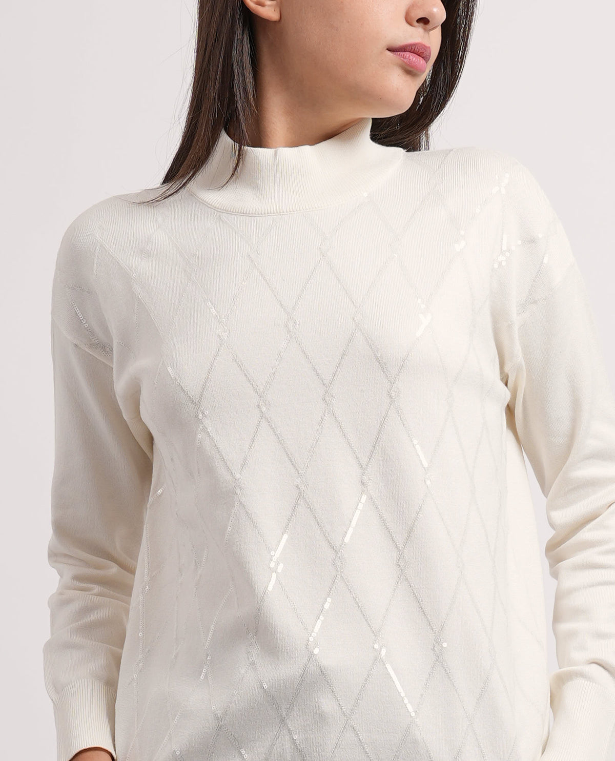 Maglione donna Settemezzo fantasia a rombi 