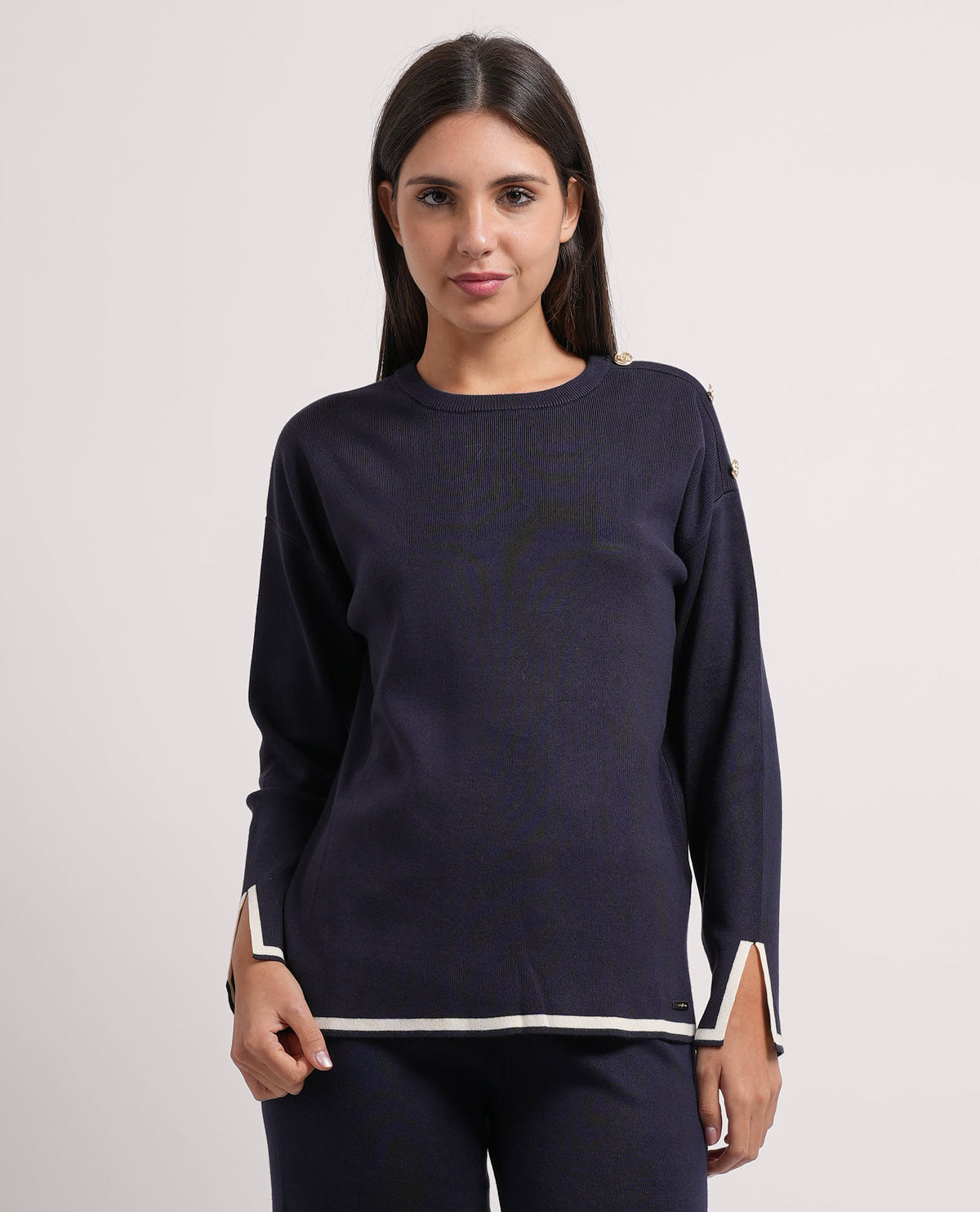 Maglia donna Settemezzo con righe a contrasto 