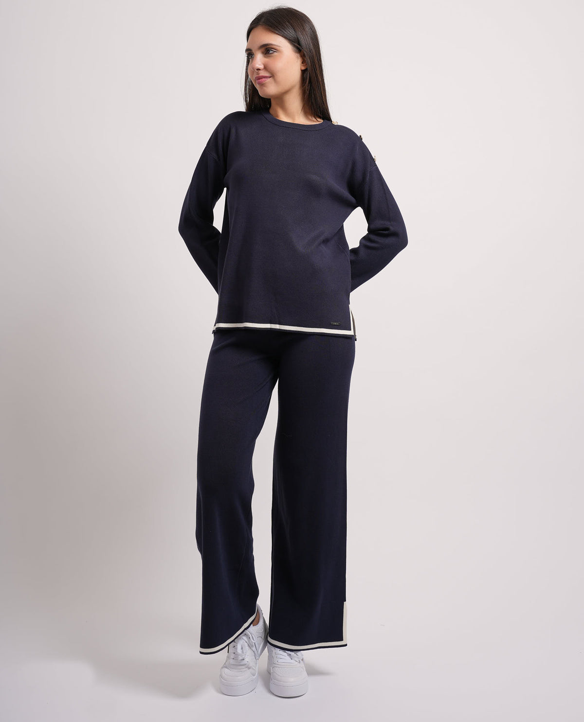Maglia donna Settemezzo con righe a contrasto 