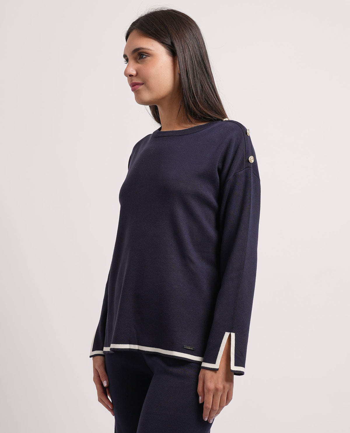 Maglia donna Settemezzo con righe a contrasto 