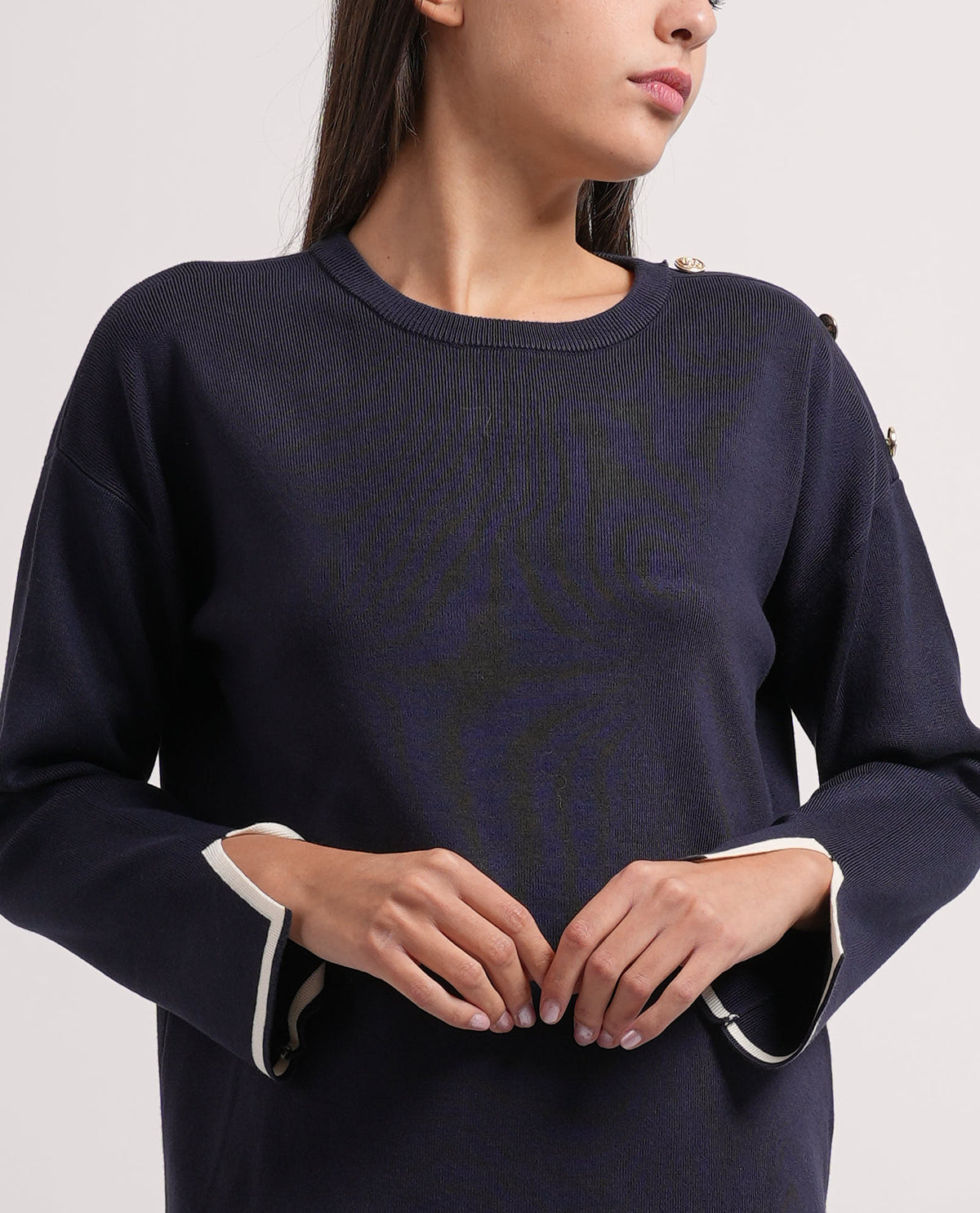 Maglia donna Settemezzo con righe a contrasto 