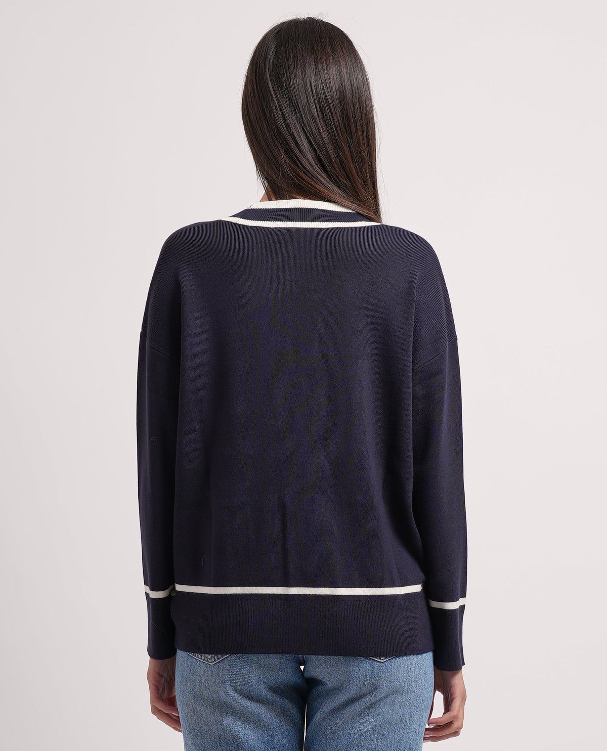 Cardigan donna Settemezzo con profili a contrasto 