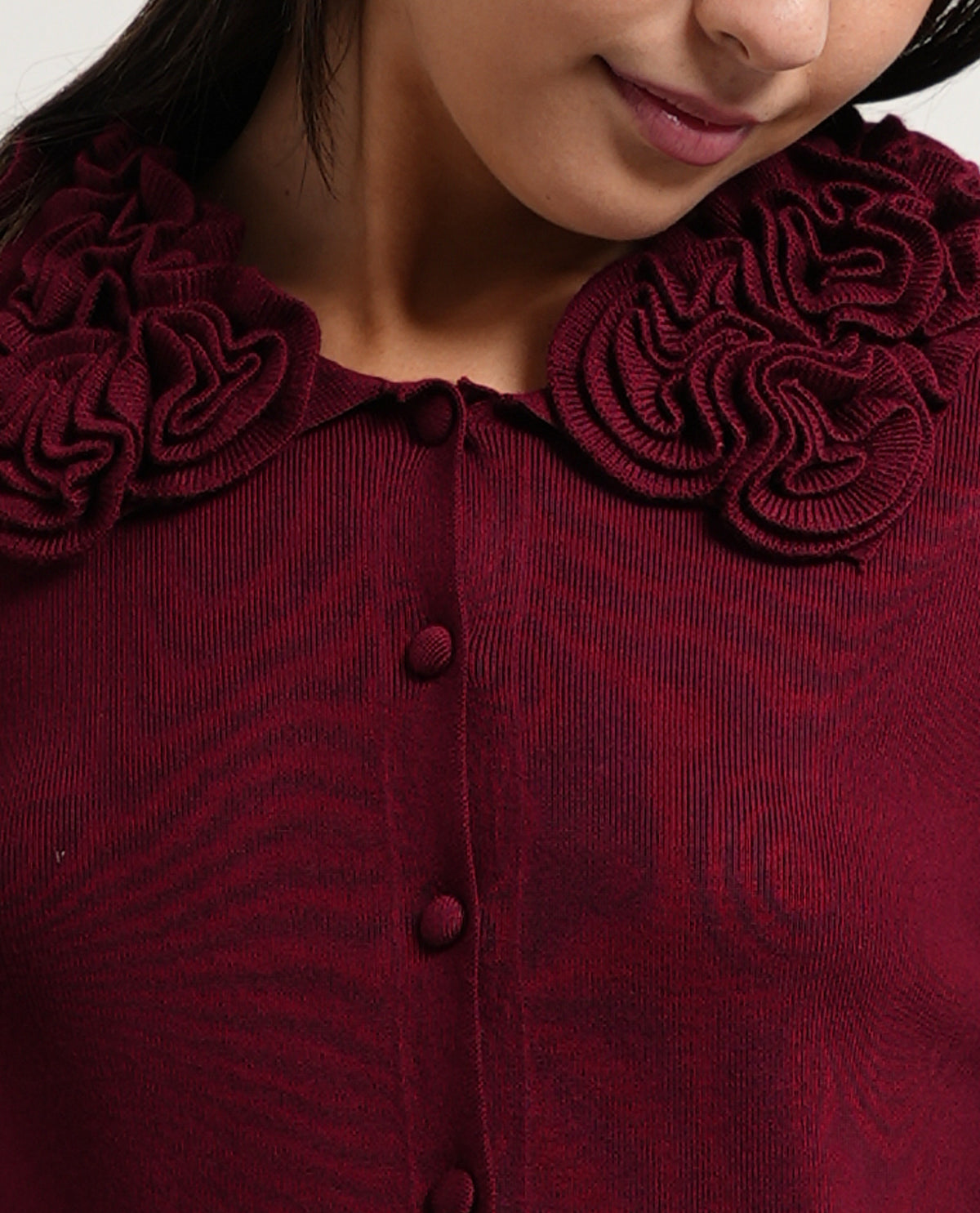 Cardigan donna Settemezzo con collo decorativo 