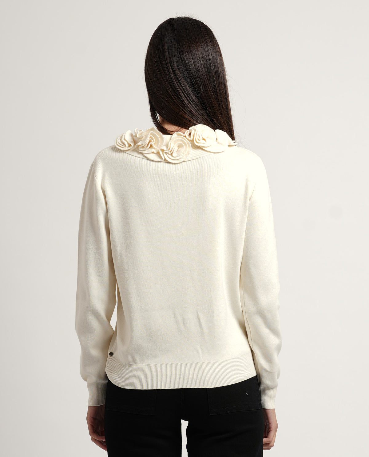 Cardigan donna Settemezzo con collo decorativo 