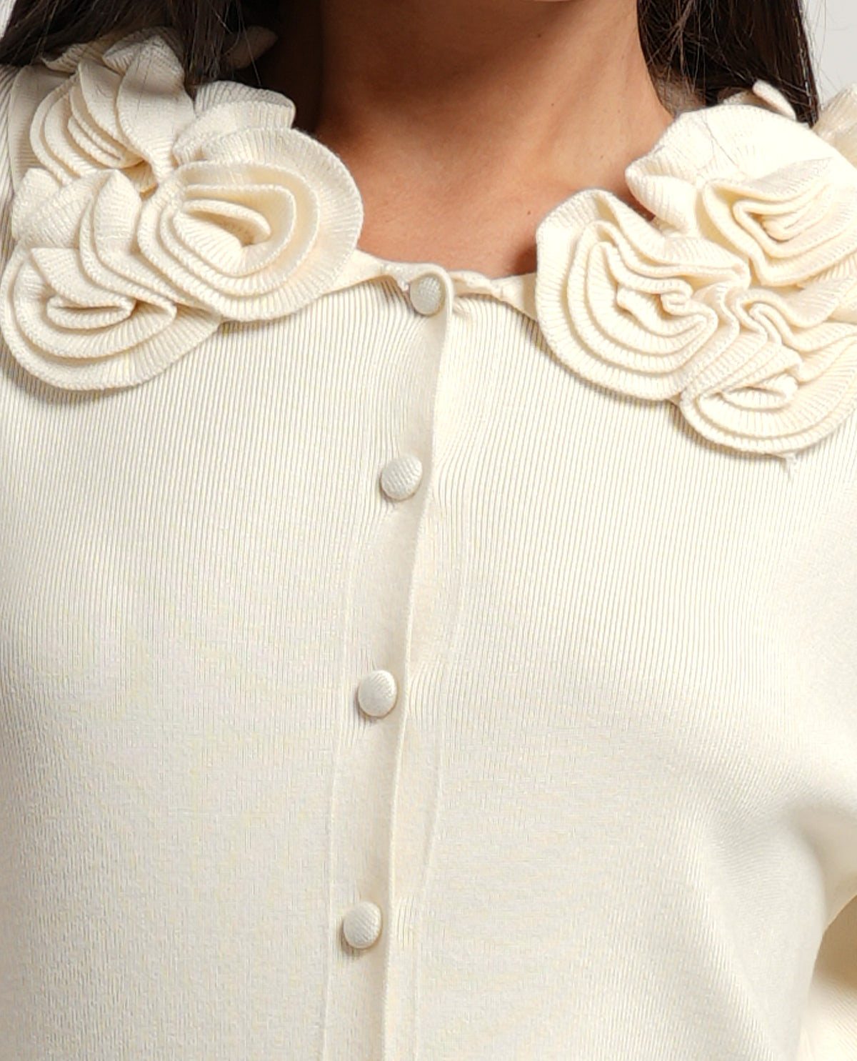 Cardigan donna Settemezzo con collo decorativo 
