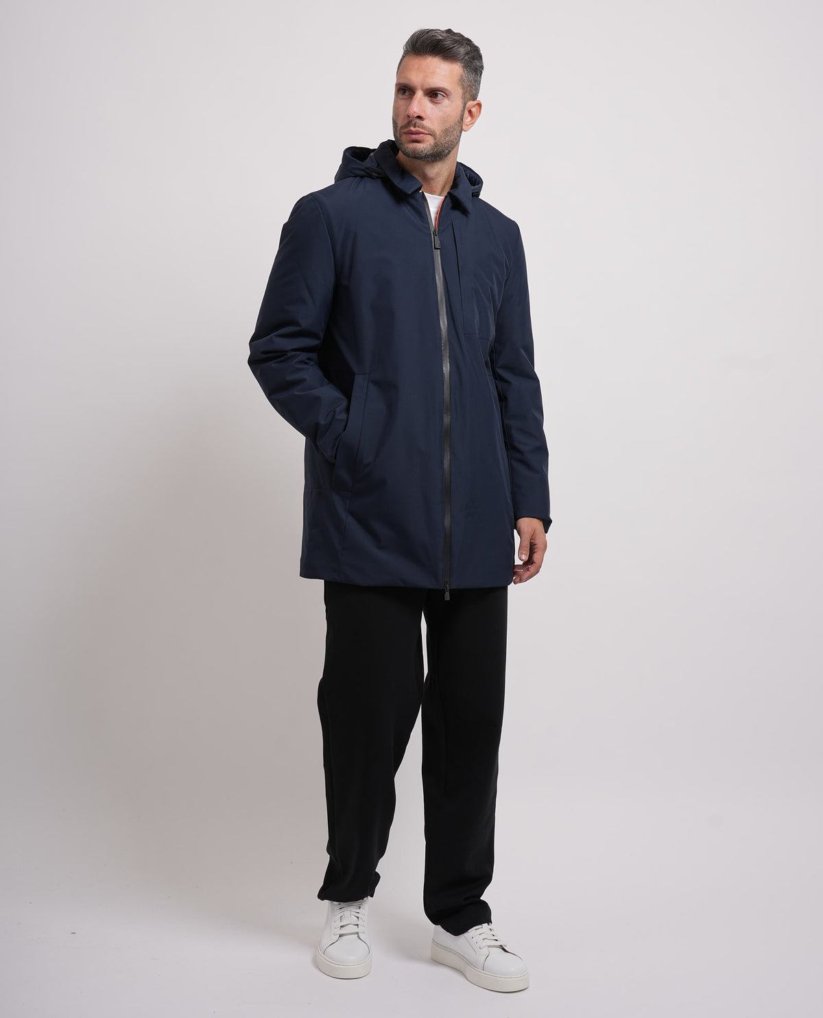 Giubbotto lungo Suns uomo con cappuccio e zip 