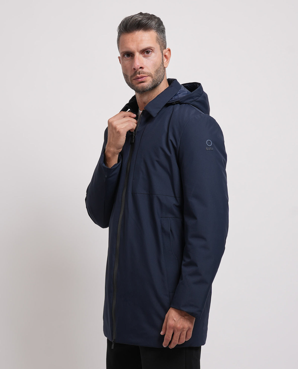 Giubbotto lungo Suns uomo con cappuccio e zip 