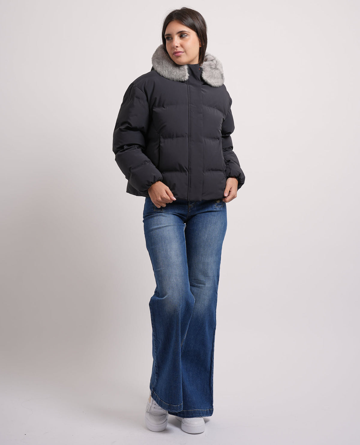 Giubbotto donna Suns con cappuccio con pelliccia 