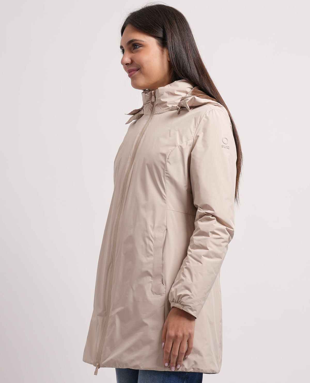 Giubbotto lungo Suns donna con cappuccio 
