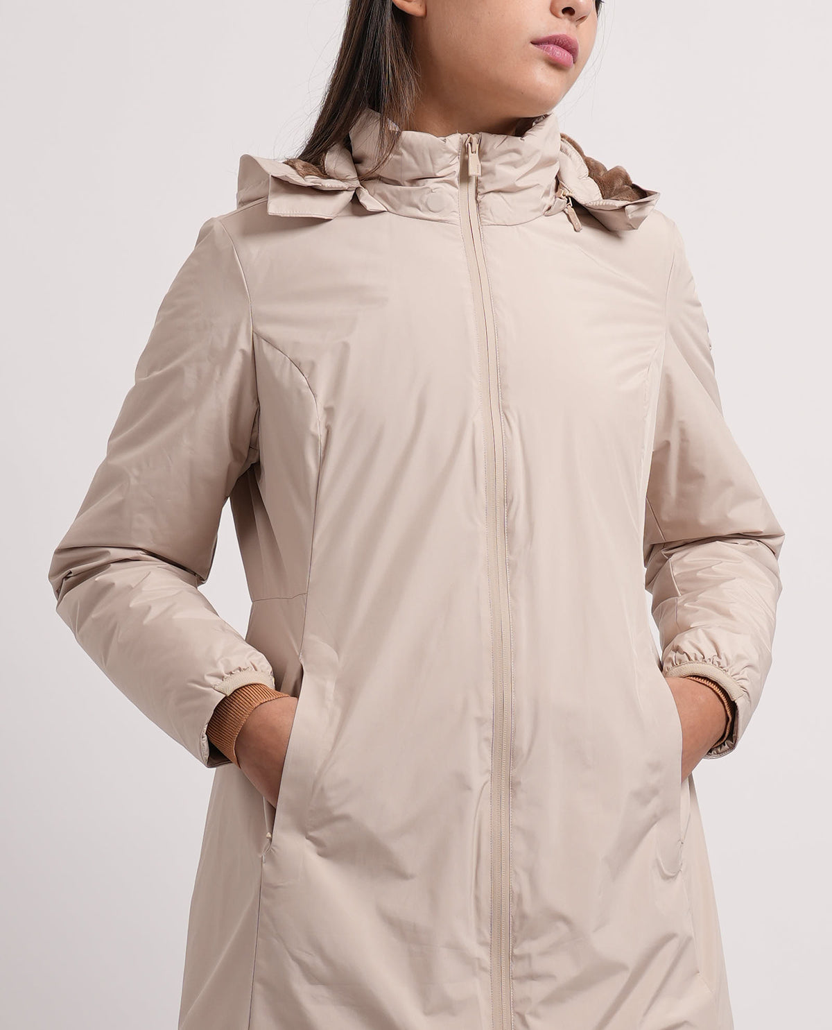 Giubbotto lungo Suns donna con cappuccio 