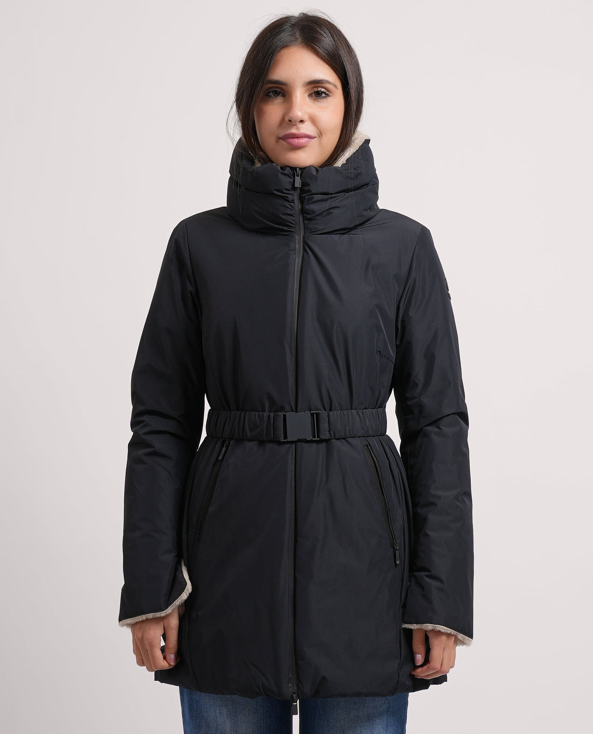 Giubbotto donna Suns con cintura e cappuccio 
