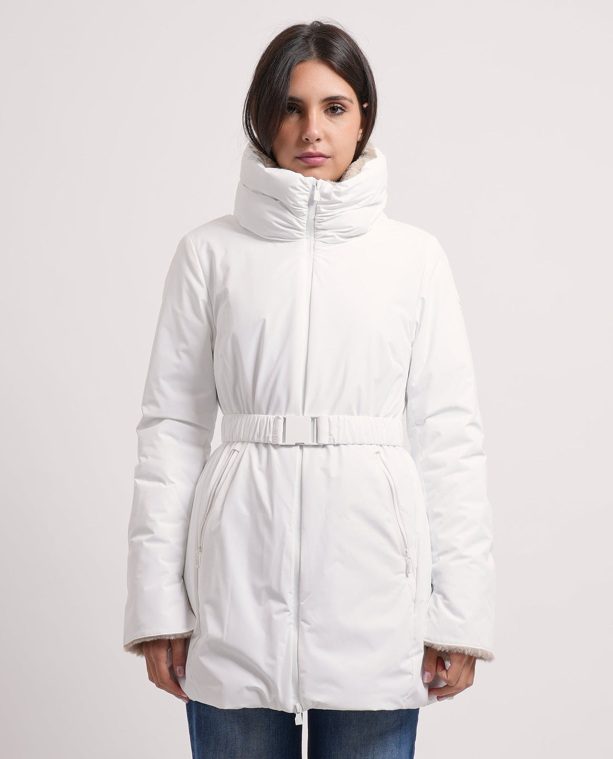 Giubbotto donna Suns con cintura e cappuccio 
