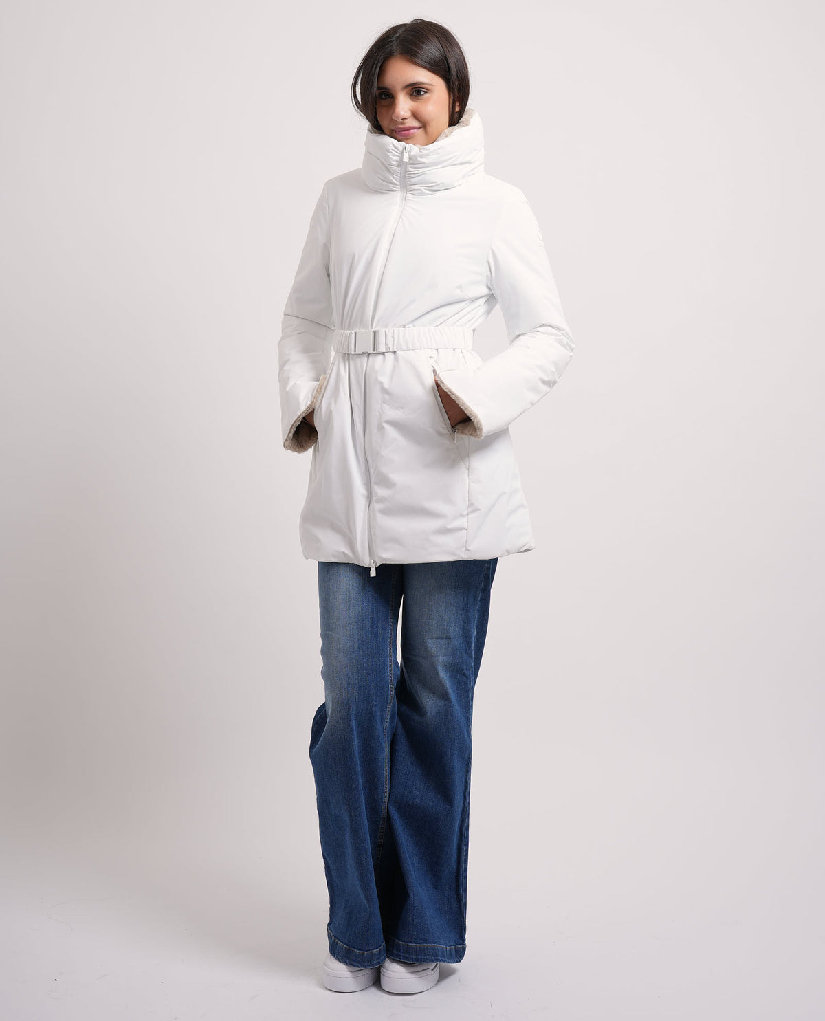 Giubbotto donna Suns con cintura e cappuccio 