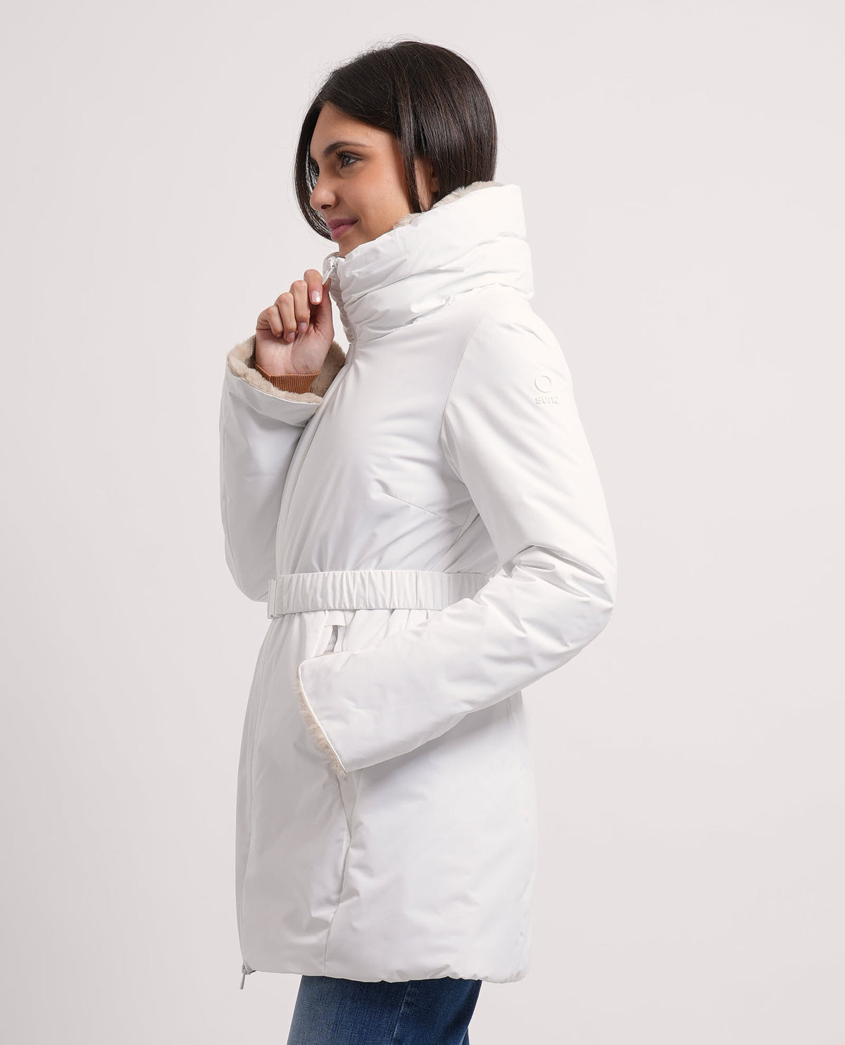 Giubbotto donna Suns con cintura e cappuccio 