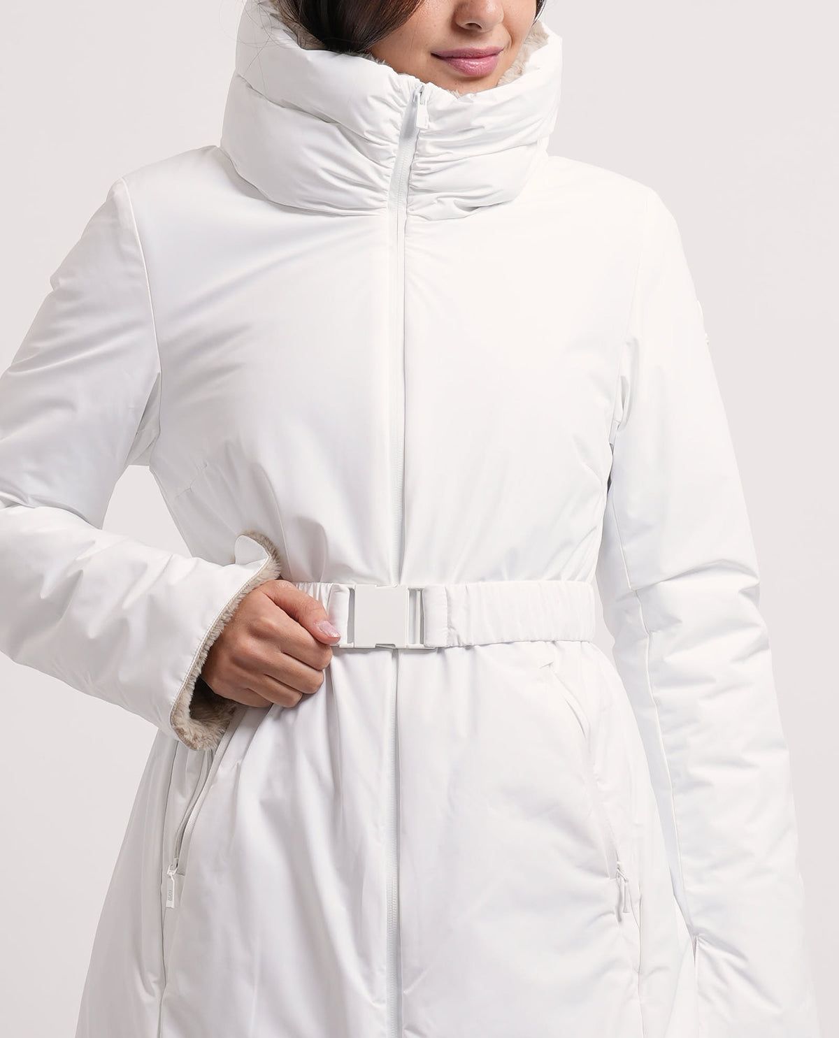 Giubbotto donna Suns con cintura e cappuccio 
