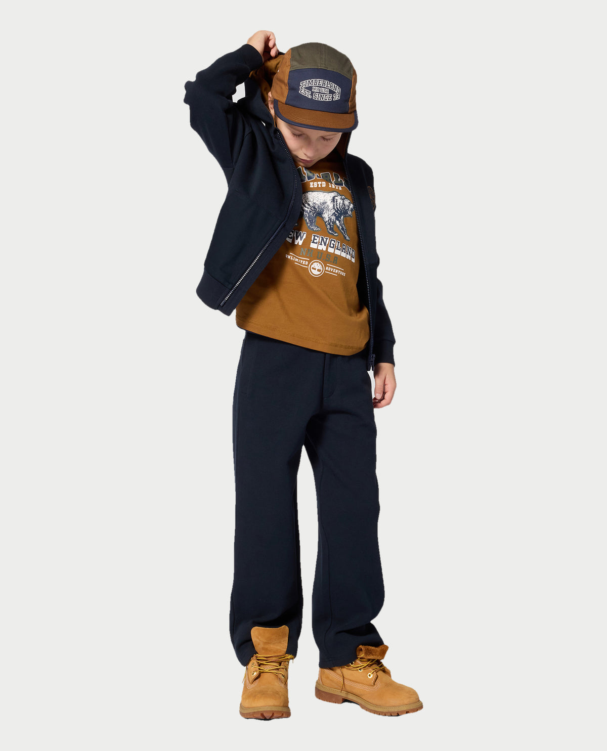 Cardigan in piqué con cappuccio Timberland bambino 