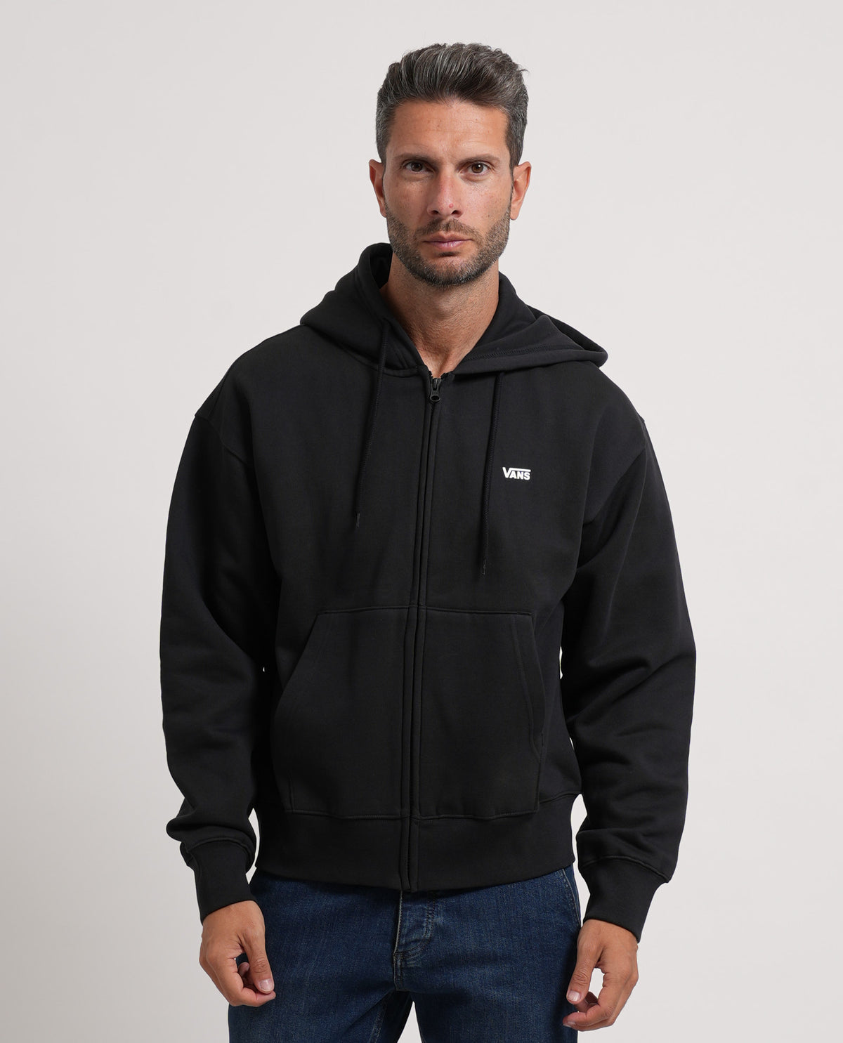 Felpa uomo Vans fullzip e logo in petto 