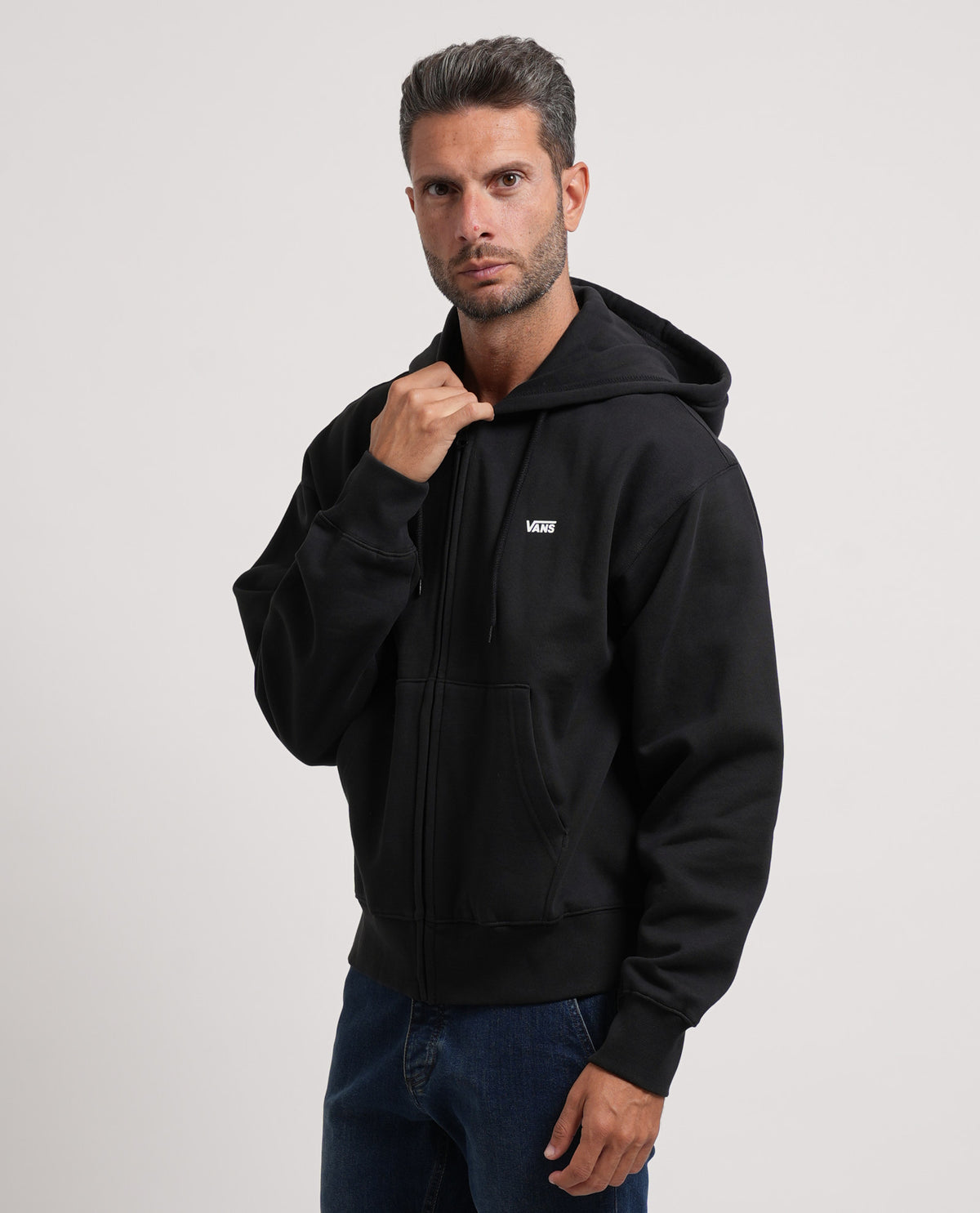 Felpa uomo Vans fullzip e logo in petto 