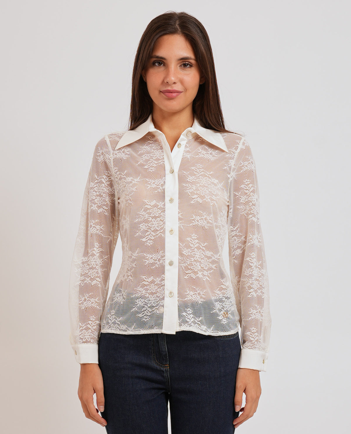 Camicia donna Yes Zee con dettagli in pizzo 