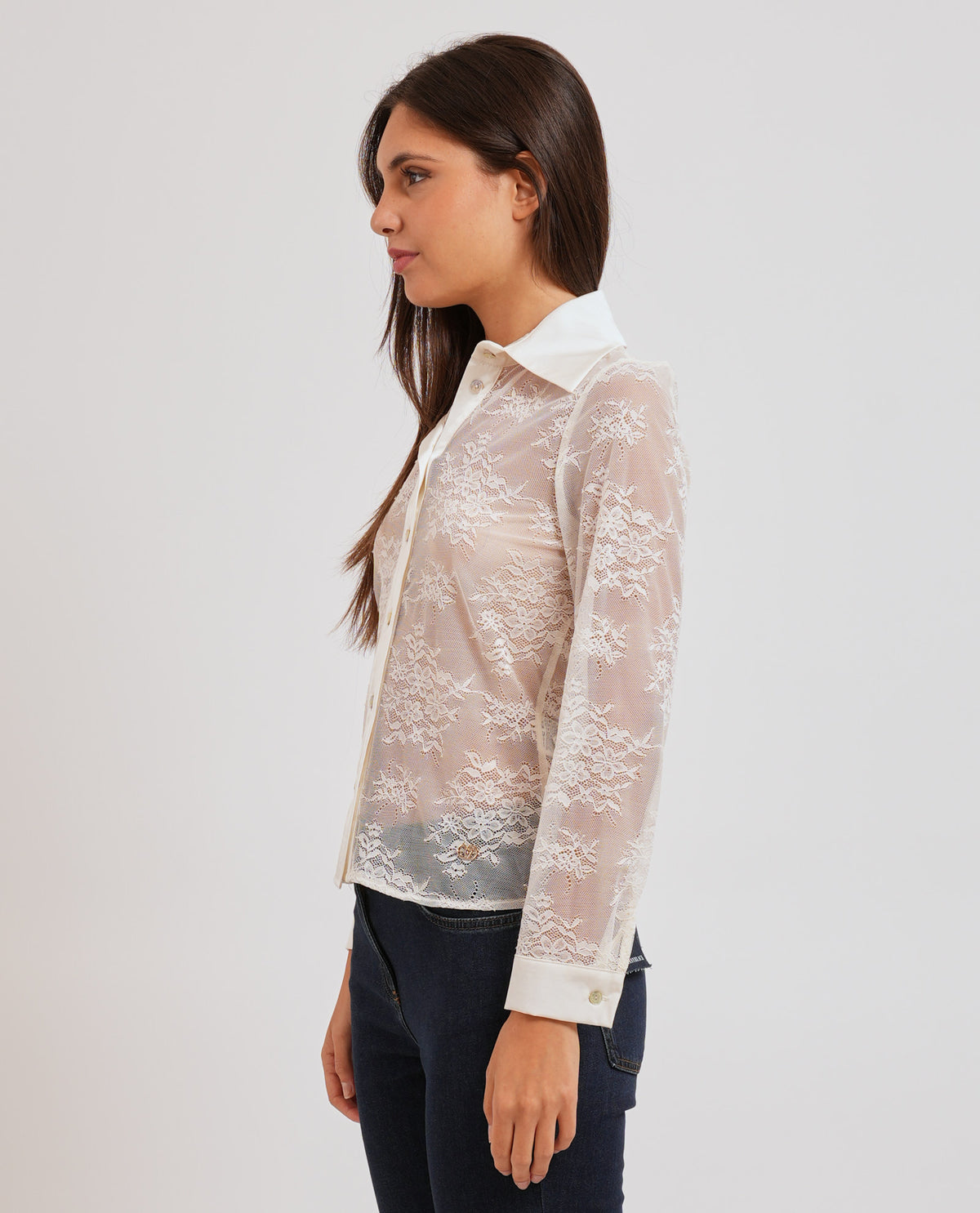 Camicia donna Yes Zee con dettagli in pizzo 