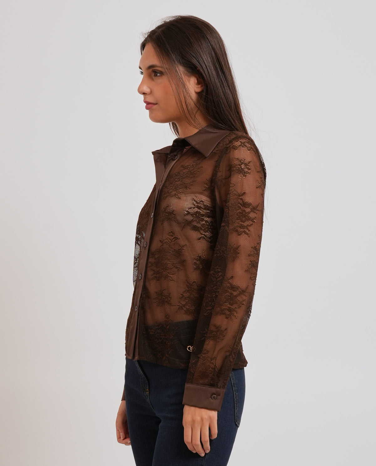 Camicia donna Yes Zee con dettagli in pizzo 