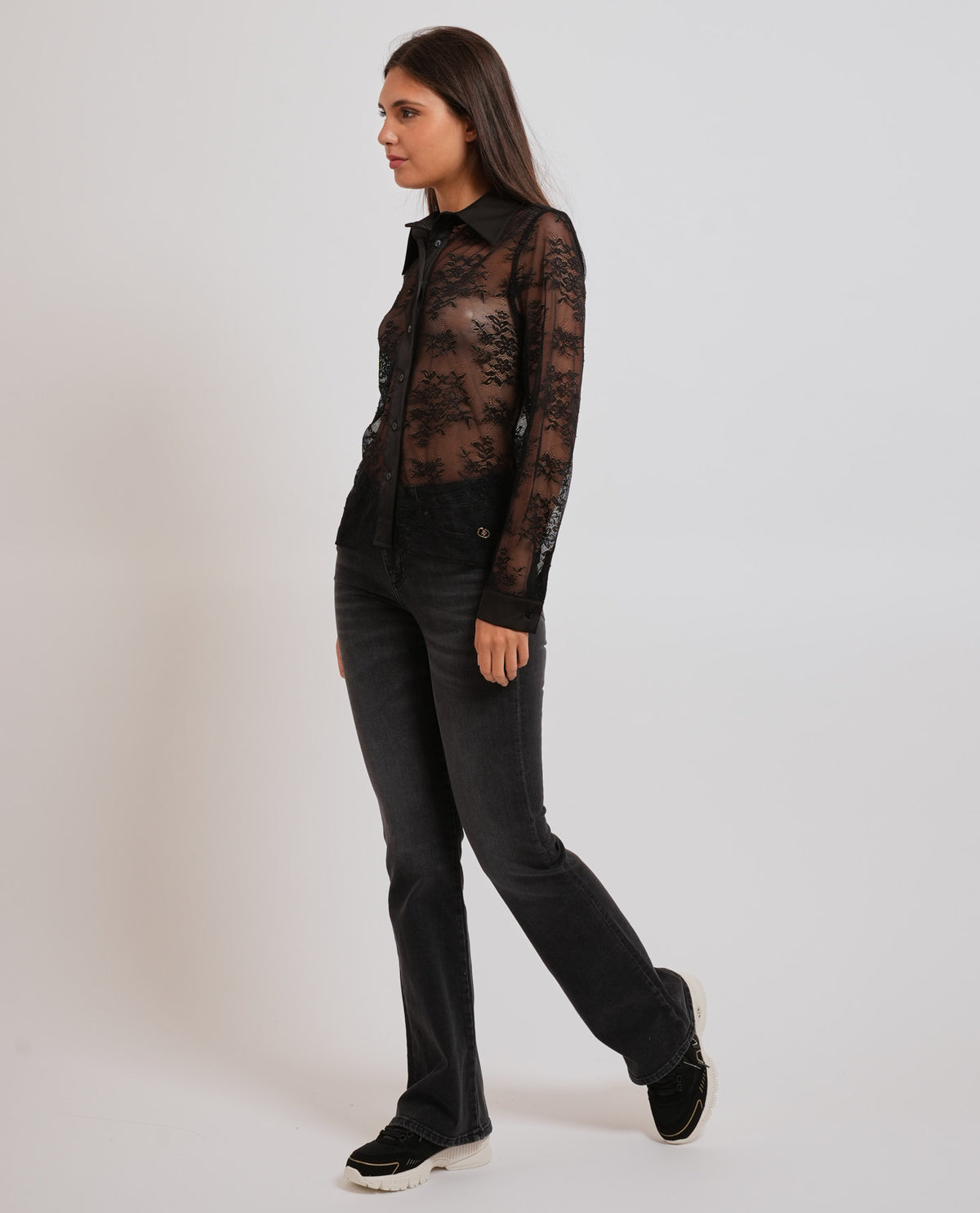Camicia donna Yes Zee con dettagli in pizzo 