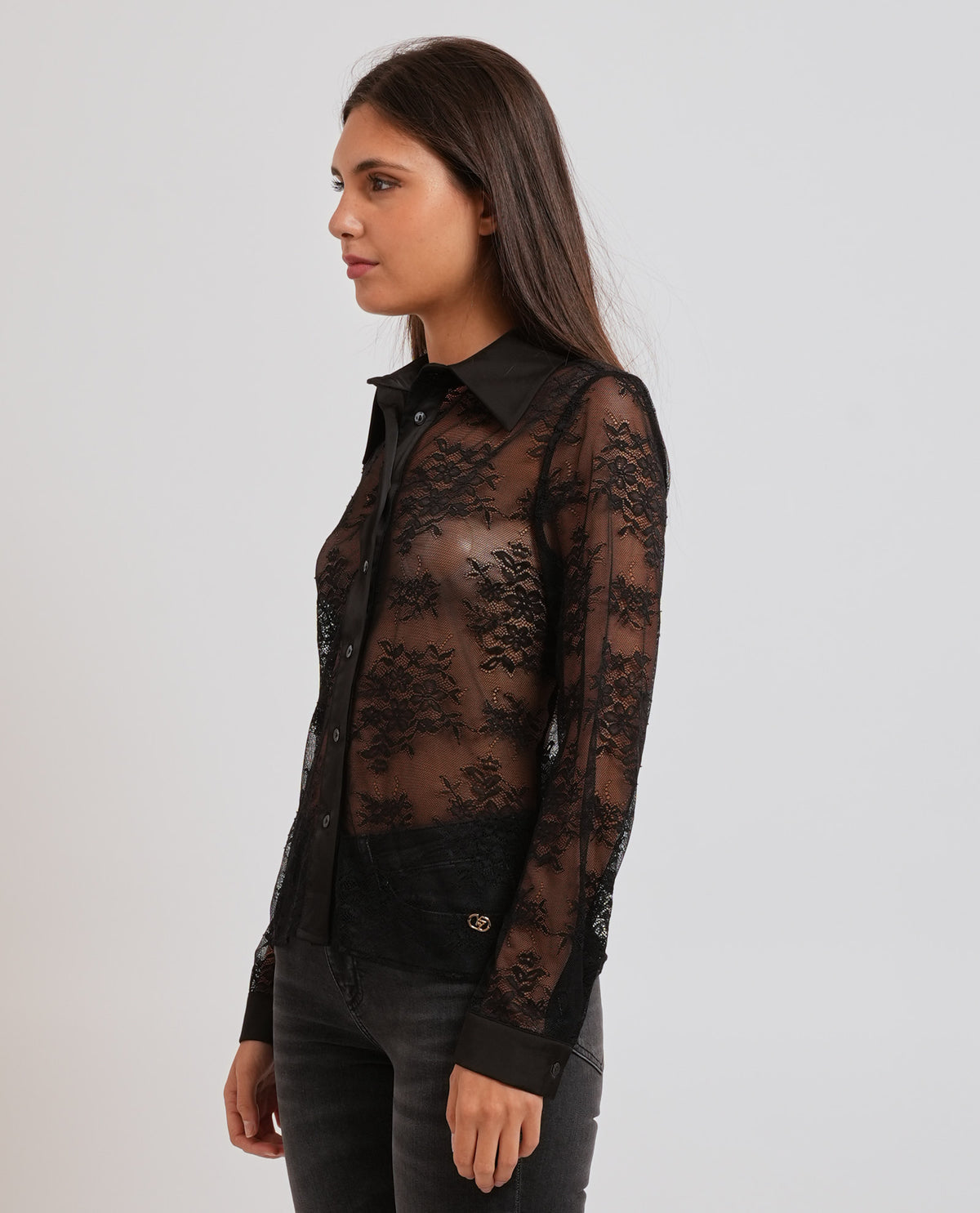 Camicia donna Yes Zee con dettagli in pizzo 