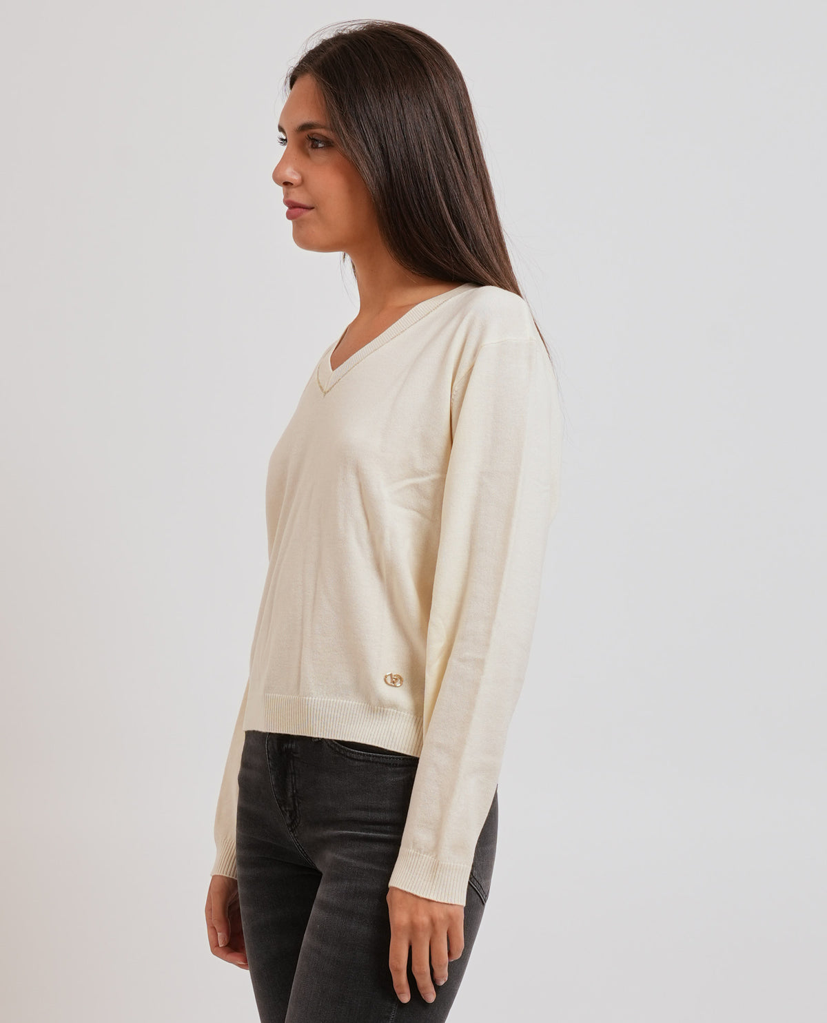Maglione donna Yes Zee in misto lana scollo a V 