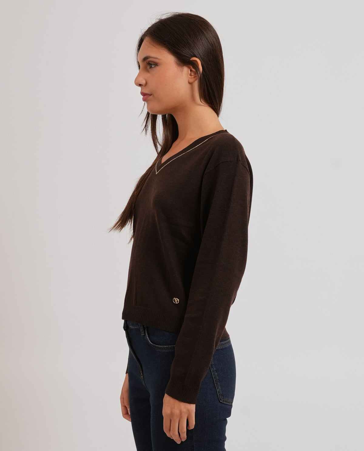 Maglione donna Yes Zee in misto lana scollo a V 