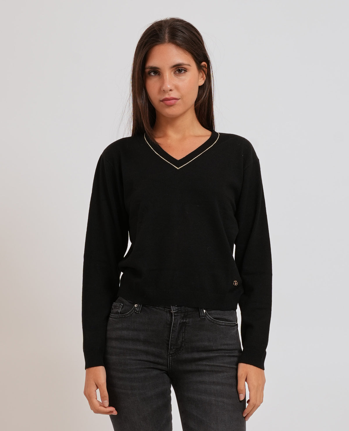 Maglione donna Yes Zee in misto lana scollo a V 