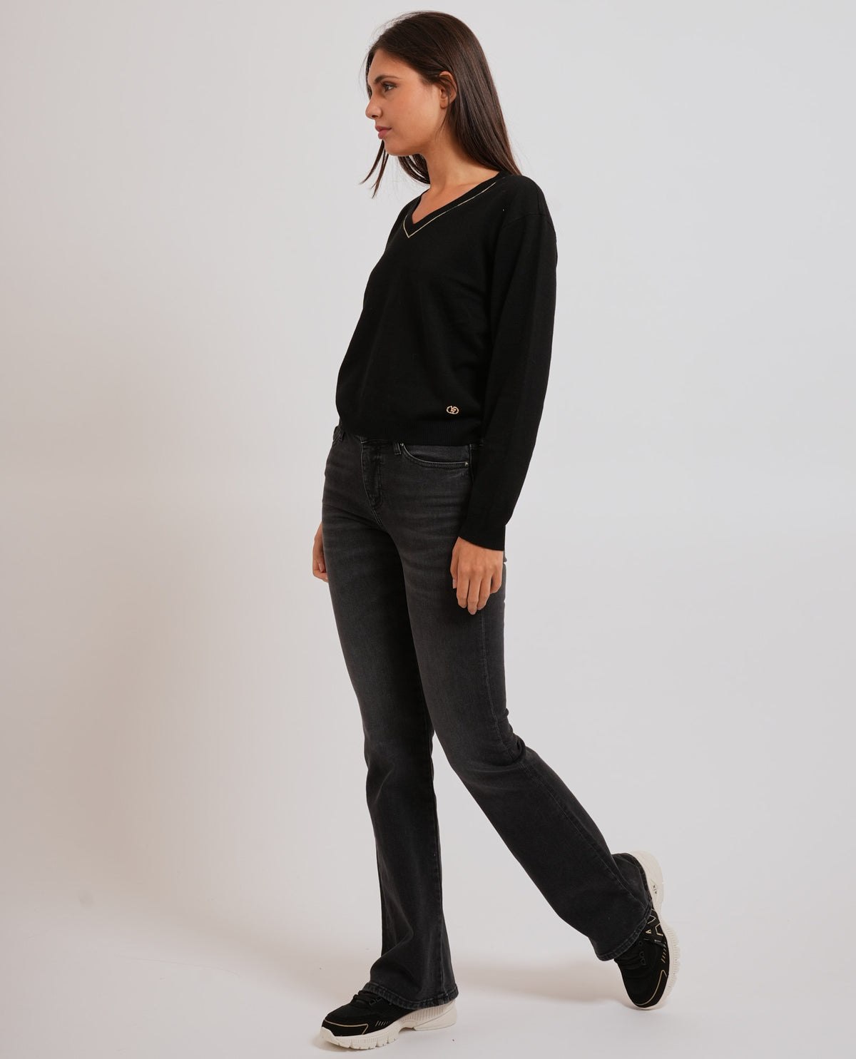 Maglione donna Yes Zee in misto lana scollo a V 