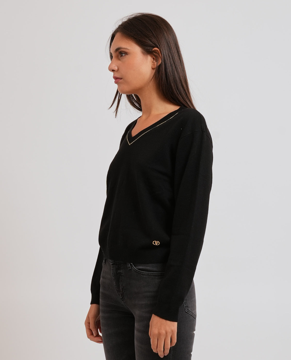 Maglione donna Yes Zee in misto lana scollo a V 