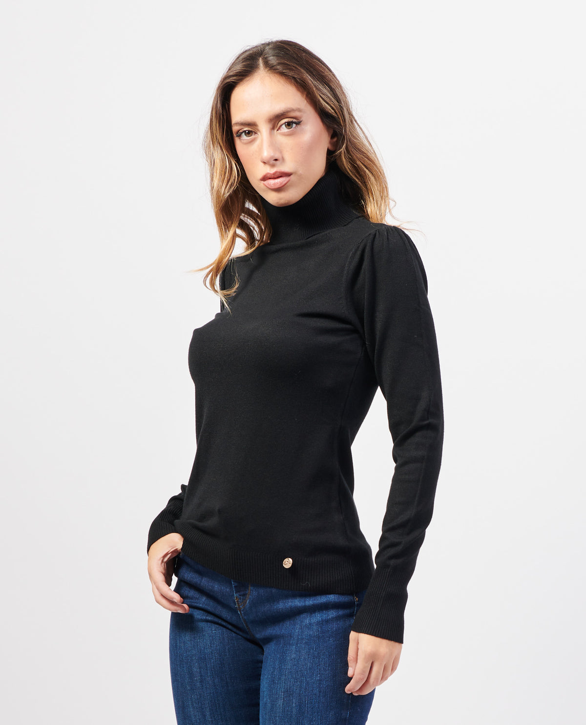 Dolcevita donna Yes Zee con maniche a sbuffo 