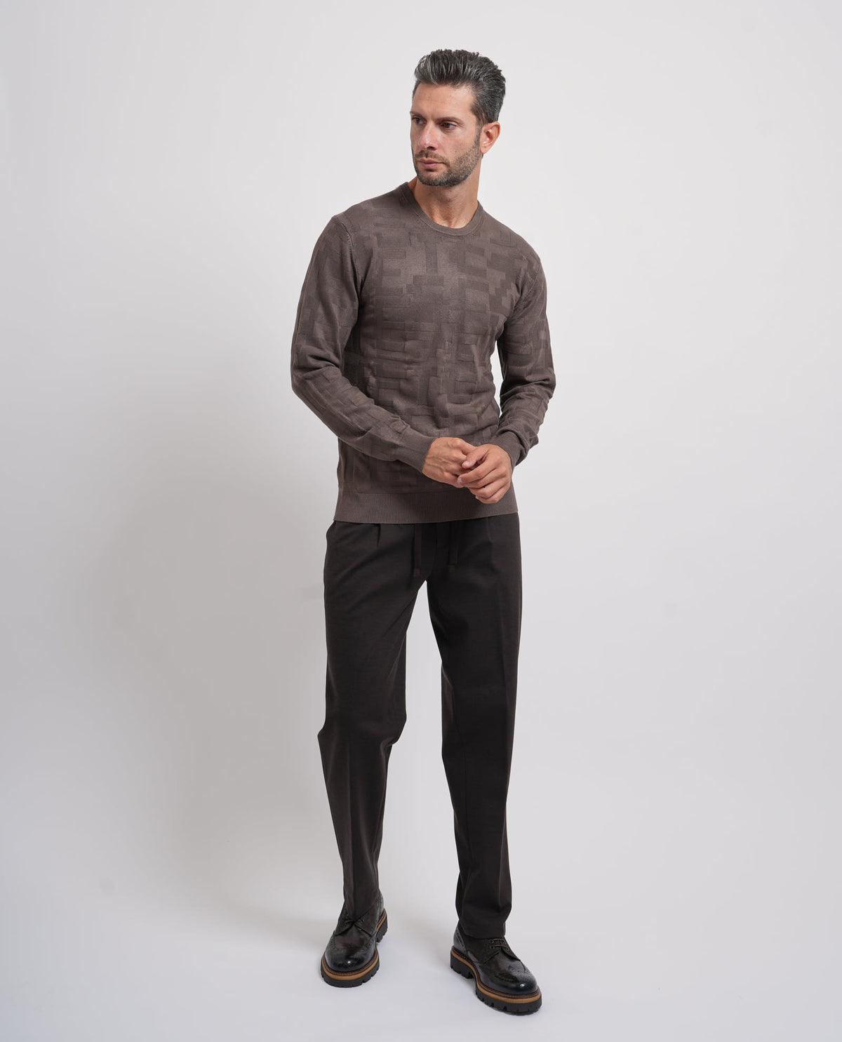 Maglione uomo Yes Zee con tramatura all-over 
