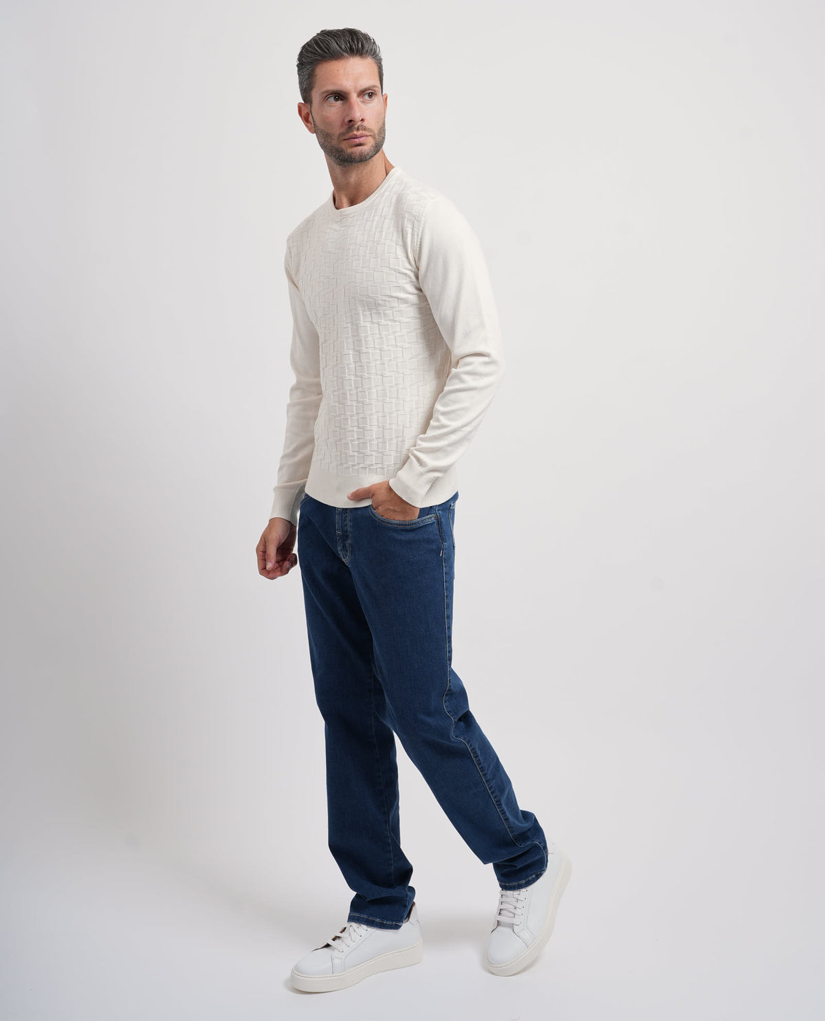 Maglione girocollo uomo Yes Zee con logo ricamato 
