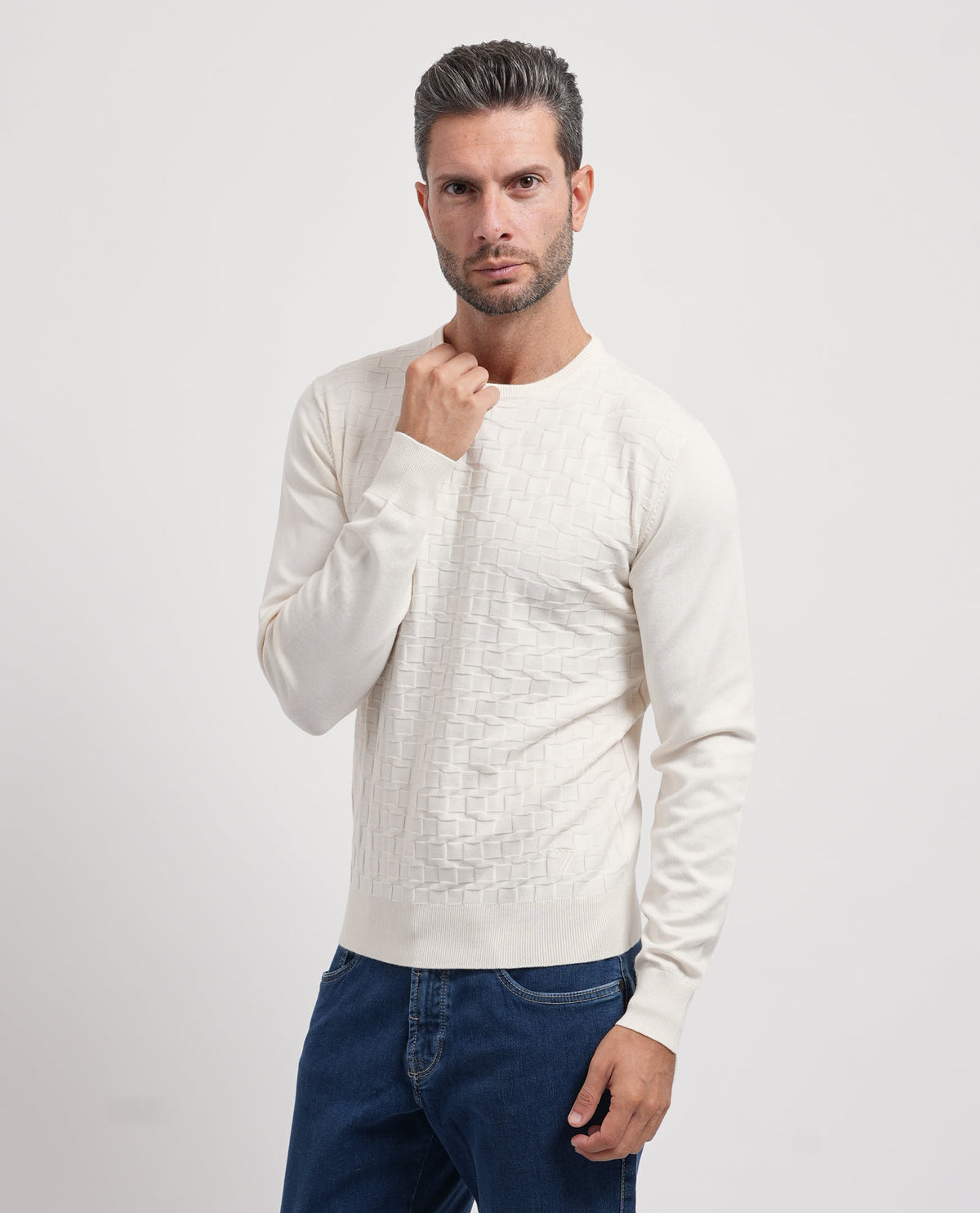 Maglione girocollo uomo Yes Zee con logo ricamato 