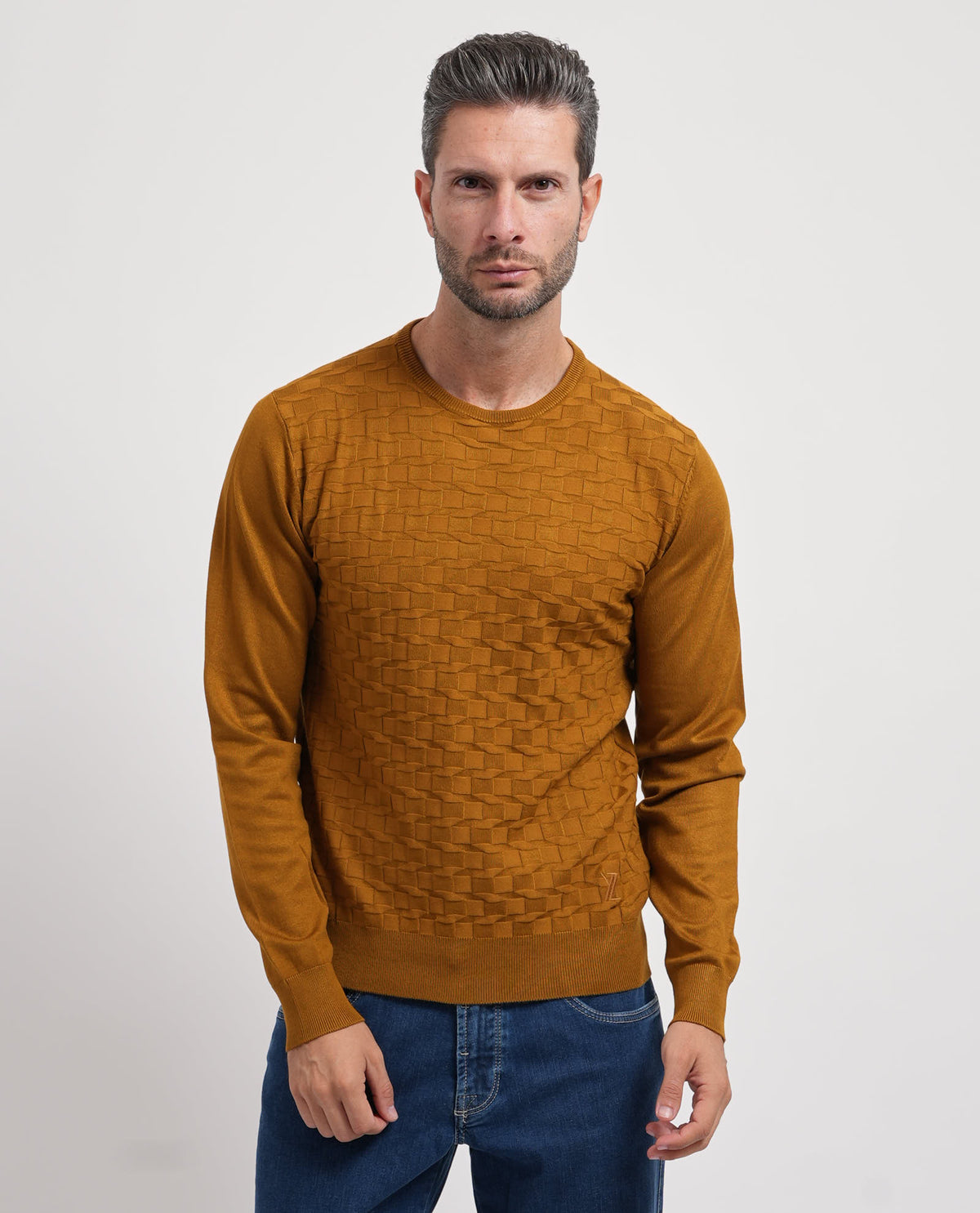 Maglione girocollo uomo Yes Zee con logo ricamato 