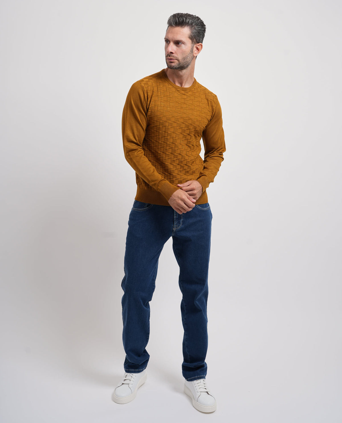 Maglione girocollo uomo Yes Zee con logo ricamato 