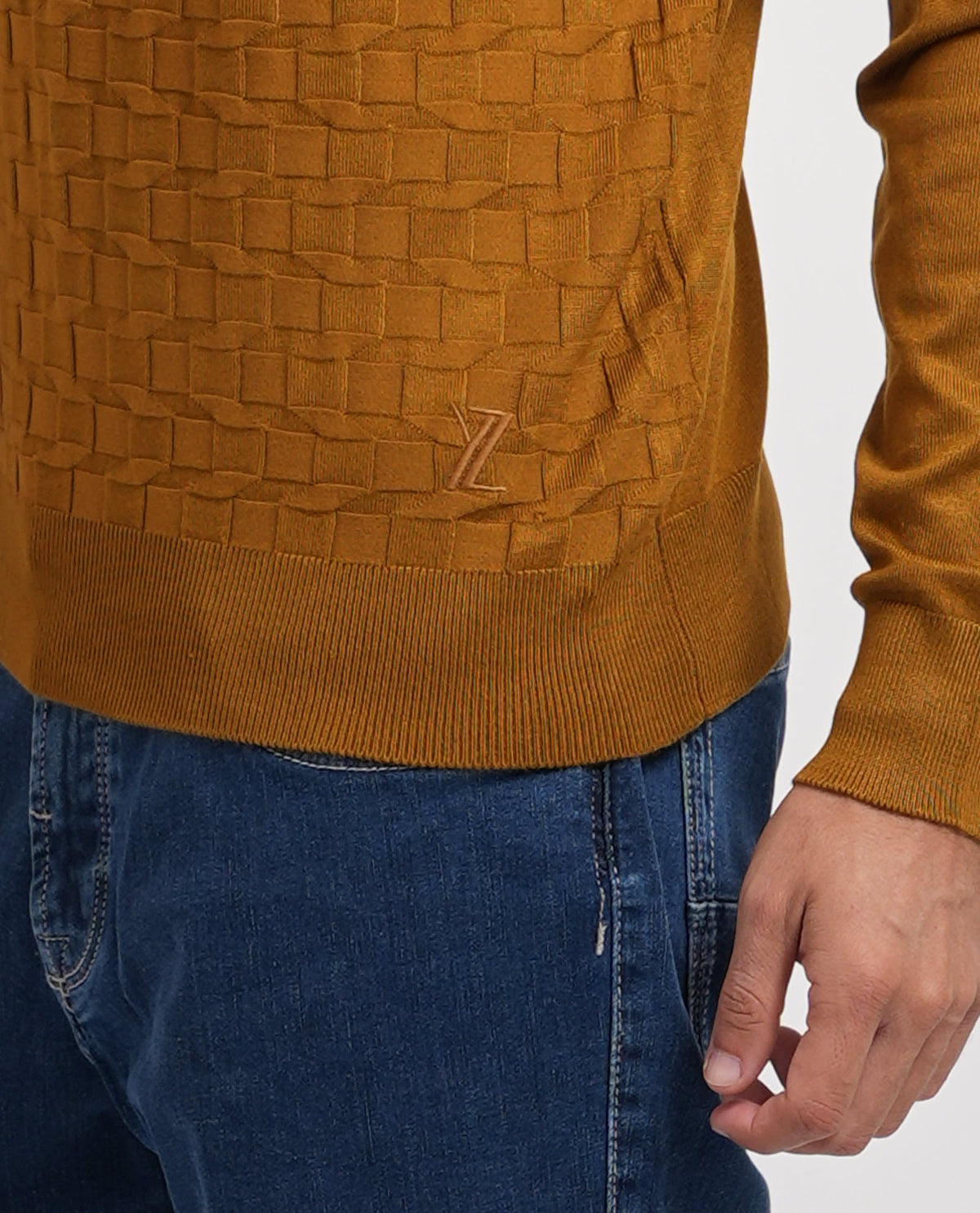 Maglione girocollo uomo Yes Zee con logo ricamato 