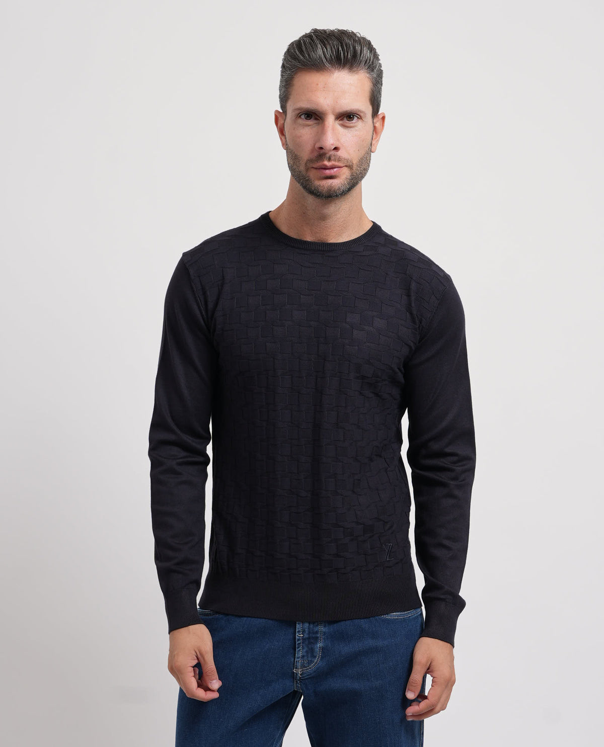Maglione girocollo uomo Yes Zee con logo ricamato 