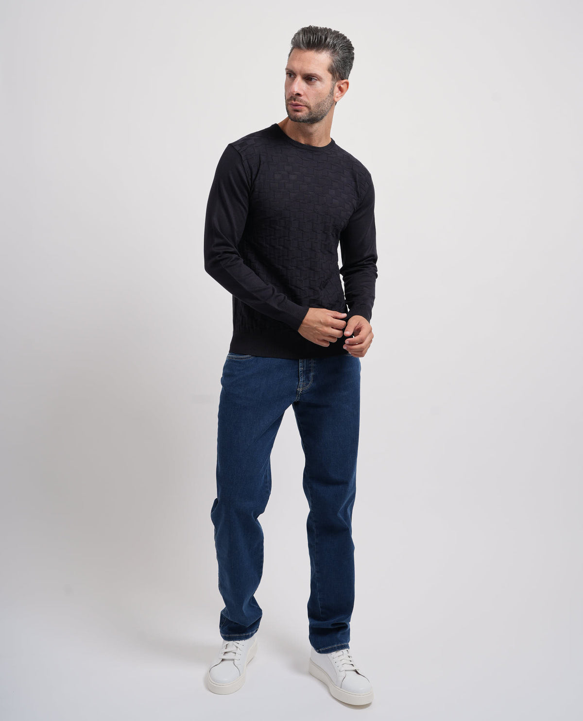 Maglione girocollo uomo Yes Zee con logo ricamato 