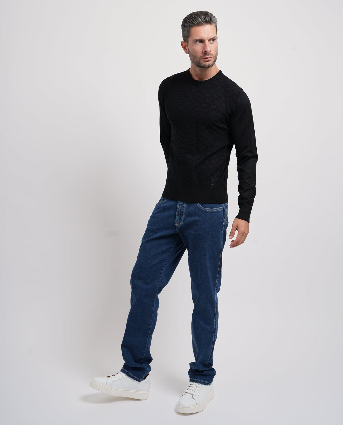 Maglione girocollo uomo Yes Zee con logo ricamato 