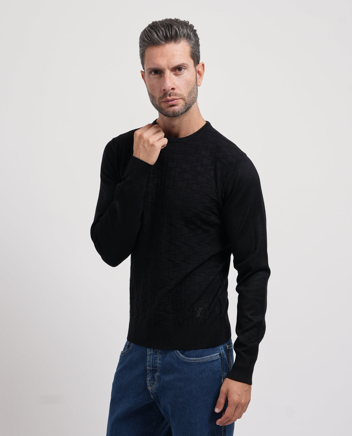 Maglione girocollo uomo Yes Zee con logo ricamato 