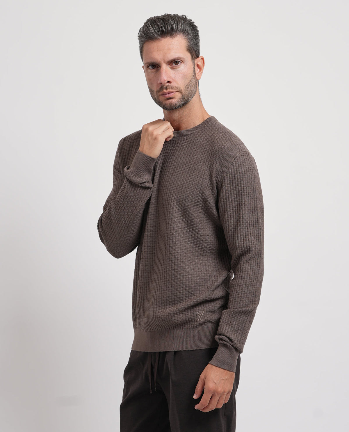 Maglione uomo Yes Zee con mini tramatura all-over 