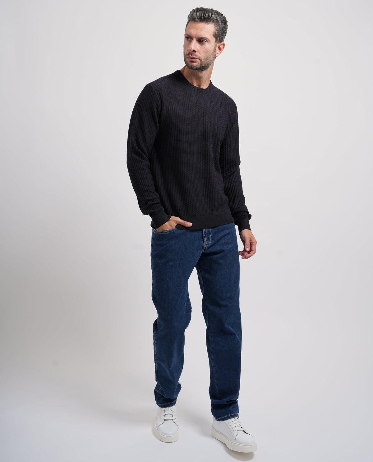 Maglione uomo Yes Zee con mini tramatura all-over 
