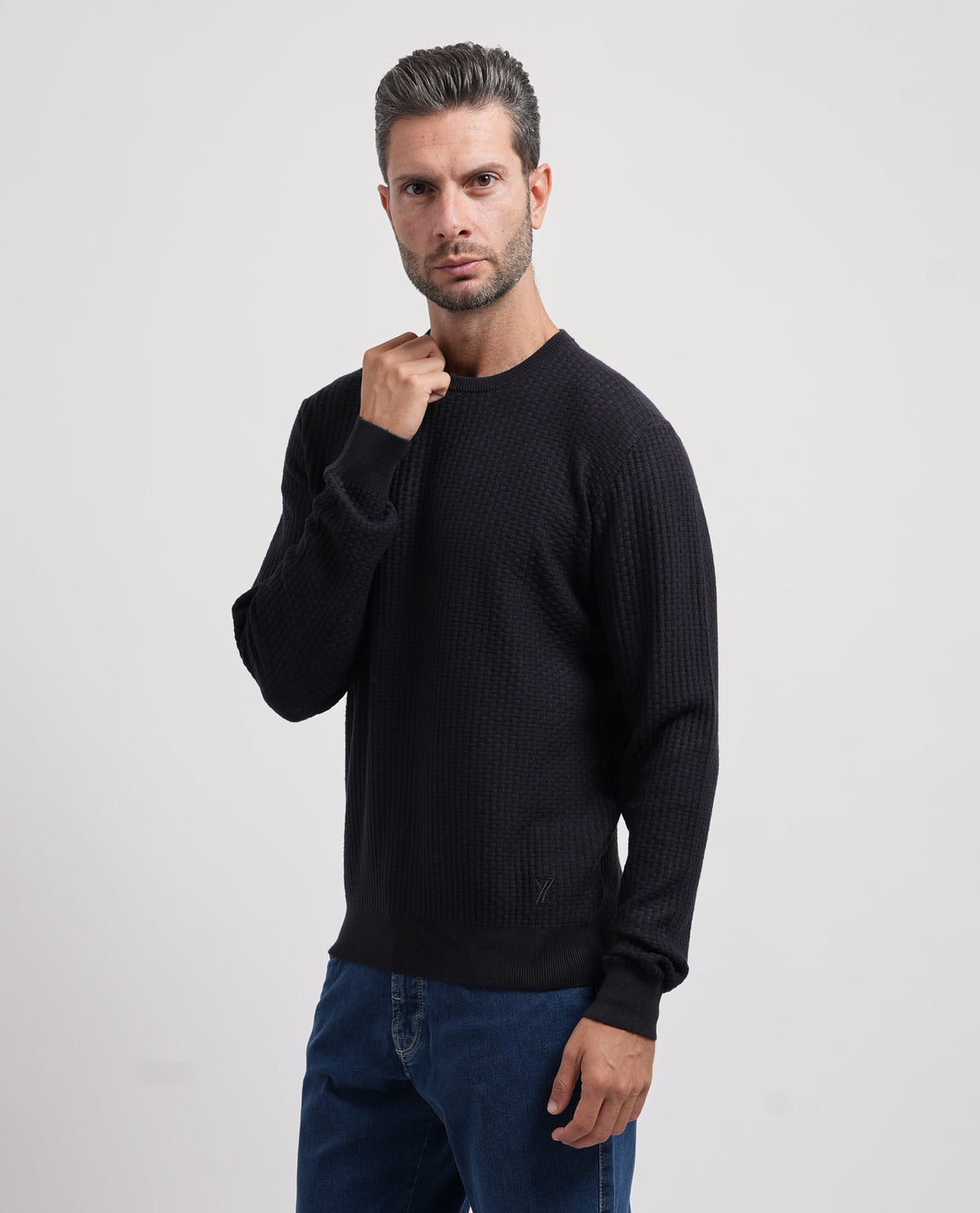 Maglione uomo Yes Zee con mini tramatura all-over 