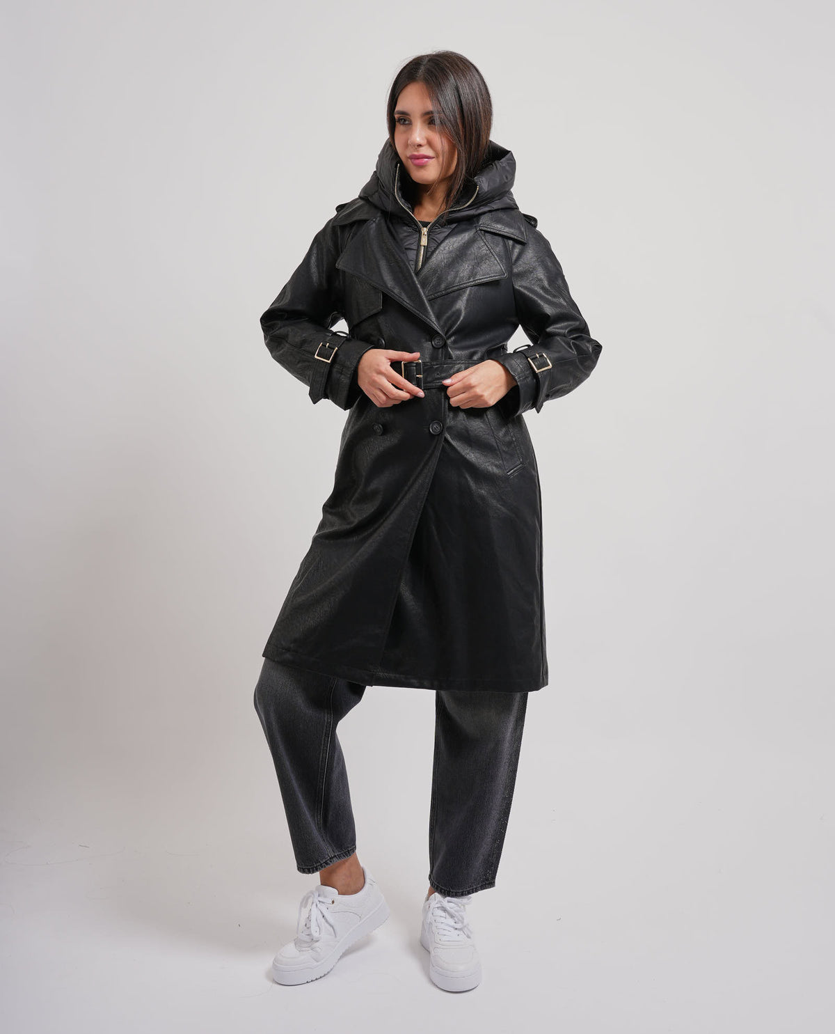 Cappotto lungo donna Yes Zee con gilet interno 