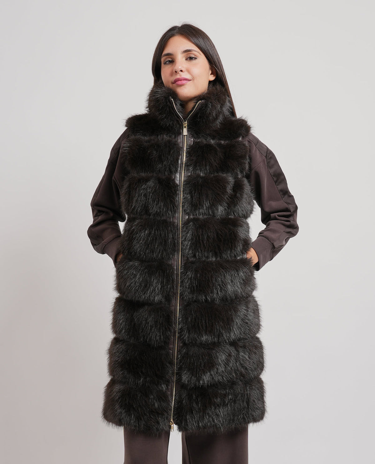 Cappotto a gilet donna Yes Zee smanicato 