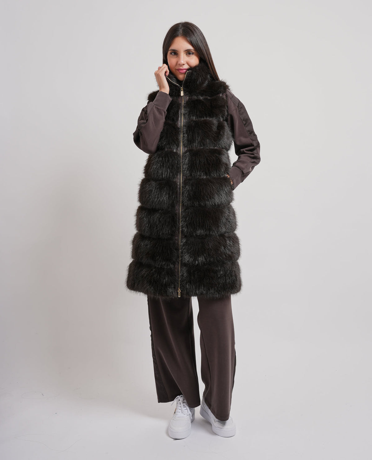 Cappotto a gilet donna Yes Zee smanicato 