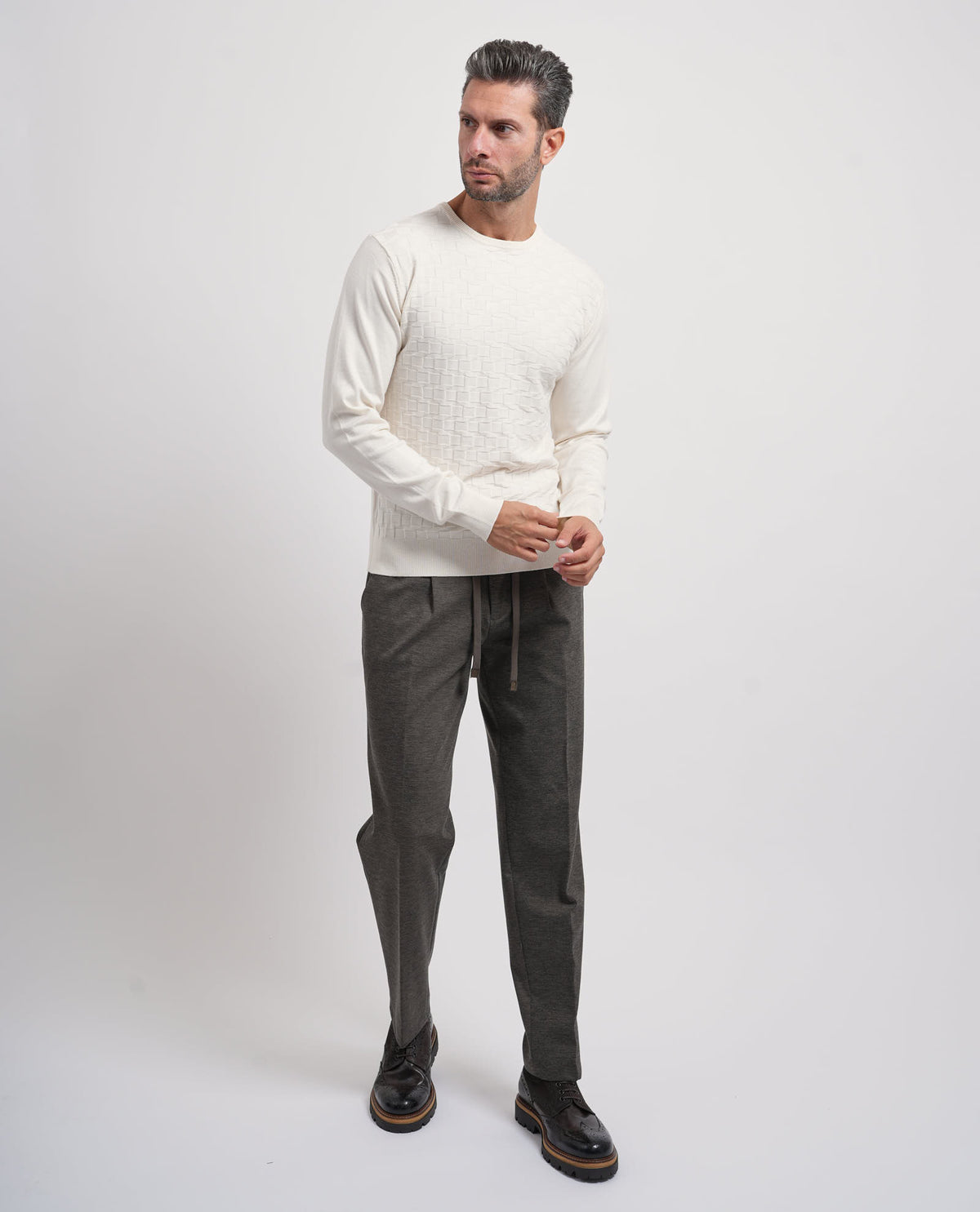 Pantaloni uomo Yes Zee con pinces e laccetto 